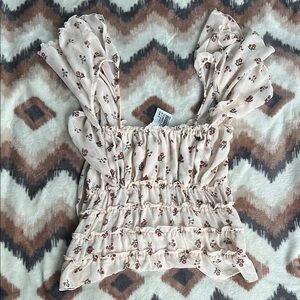 Free People Cream Smocked Ruffled Camisole